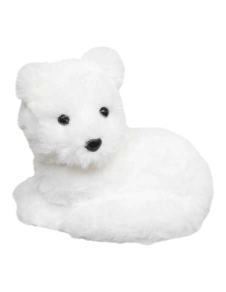 Renard polaire couché 14 cm décor Noël
