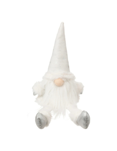 Gnome Noël Blanc Assis 46 cm - Déco Scandinave Cosy