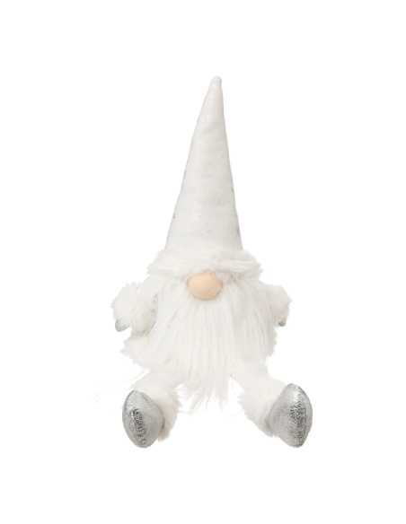 Gnome Noël Blanc Assis 46 cm - Déco Scandinave Cosy
