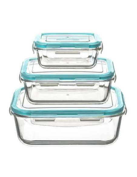 Boîtes verre rectangulaires Clipeat Set Lot de 3