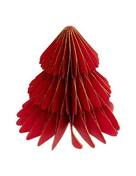 2 Mini Sapins Papier Rouge 6 cm - Cavaliers Déco Noël