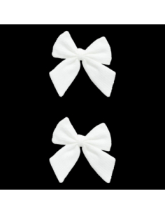 2 Nœuds Noël Laine Blanc 13 x 18 cm - Déco Scandinave