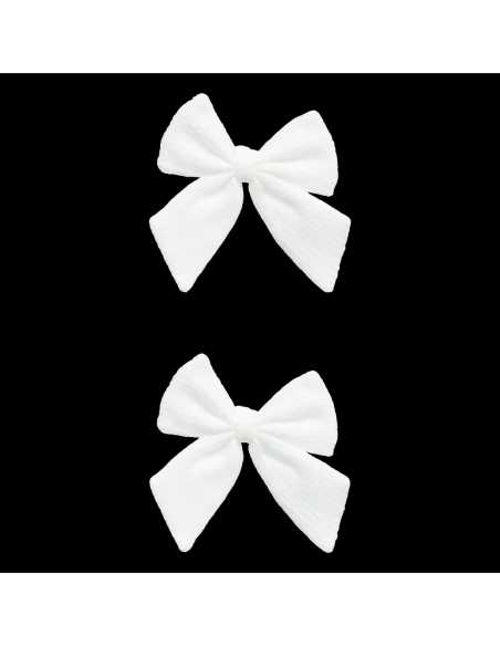 2 Nœuds Noël Laine Blanc 13 x 18 cm - Déco Scandinave