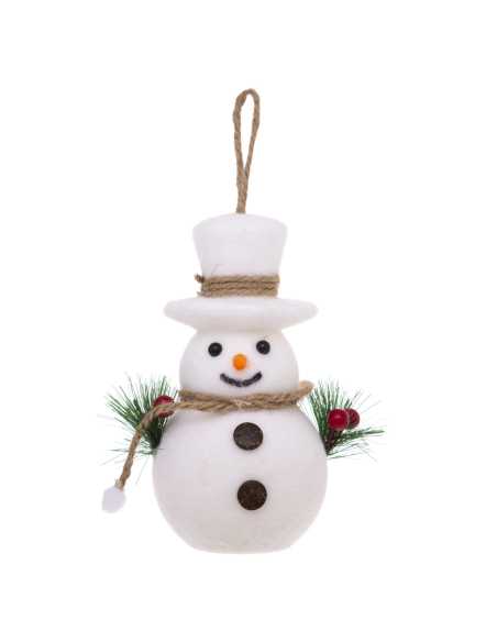 Suspension bonhomme de neige blanc 17 cm pour Noël