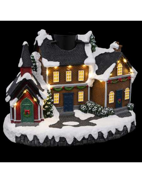 Pied de Sapin LED Village Noël 28cm - Lumineux à Piles