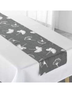 Nappe + chemin Euphoria blanc/gris/argent Noël 140 x 250 cm