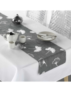 Nappe + chemin Euphoria blanc/gris/argent Noël 140 x 250 cm 2