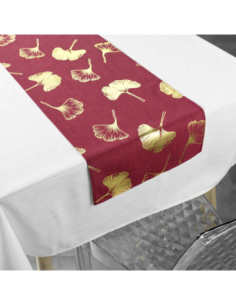 Nappe + chemin Euphoria blanc/rouge/or Noël 140 x 250 cm