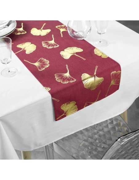 Nappe + chemin Euphoria blanc/rouge/or Noël 140 x 250 cm