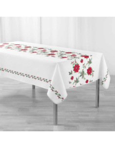 Nappe de Noël Isadora blanche 150 x 300 cm - Antitache et infroissable