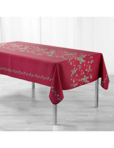 Nappe de Noël Isadora rouge 150 x 300 cm - Antitache et infroissable