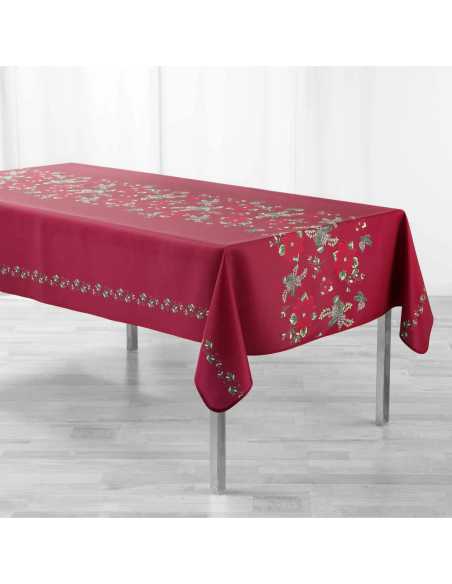 Nappe de Noël Isadora rouge 150 x 300 cm - Antitache et infroissable