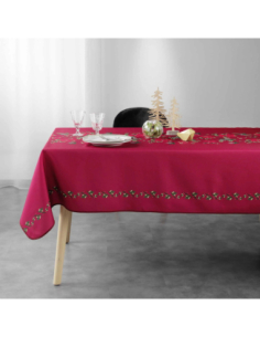 Nappe de Noël Isadora rouge 150 x 300 cm - Antitache et infroissable 2
