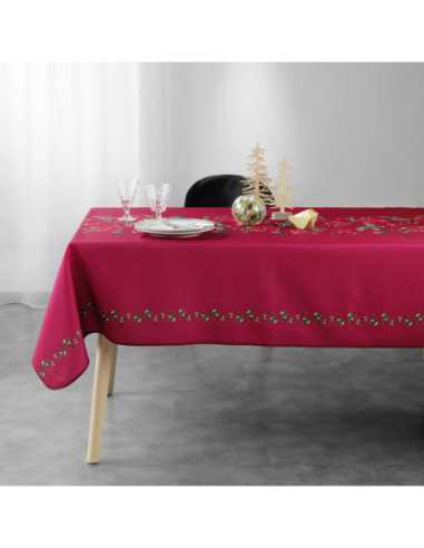 Nappe de Noël Isadora rouge 150 x 300 cm - Antitache et infroissable