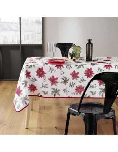 Nappe de Noël Amaryllis rouge 150 x 300 cm - Antitache et infroissable