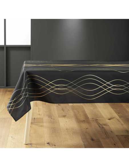 Nappe Noël Elona noir/or 150 x 240 cm - Antitache et infroissable