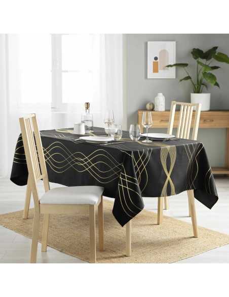Nappe Noël Elona noir/or 150 x 240 cm - Antitache et infroissable