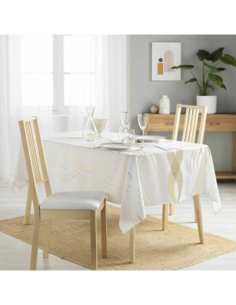 Nappe de Noël Elona blanc/or 150 x 300 cm - Antitache et infroissable 2