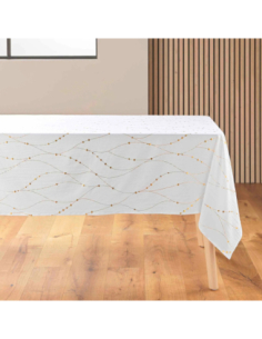 Nappe Firmament blanc/or Noël 140 x 240 cm - Microfibre