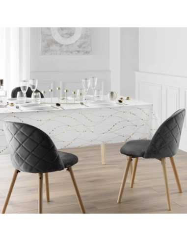 Nappe Firmament blanc/or Noël 140 x 240 cm - Microfibre