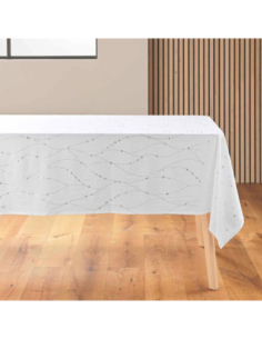 Nappe Firmament blanc/argent Noël 140 x 240 cm - Microfibre