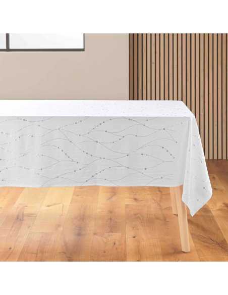 Nappe Firmament blanc/argent Noël 140 x 240 cm - Microfibre