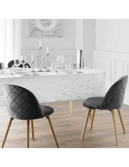 Nappe Firmament blanc/argent Noël 140 x 240 cm - Microfibre