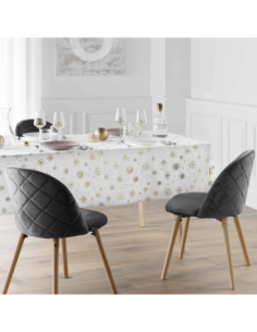 Nappe Astrelia blanc/or Noël 140 x 240 cm - Microfibre 2