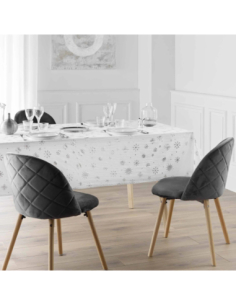 Nappe Astrelia blanc/argent Noël 140 x 240 cm - Microfibre 2