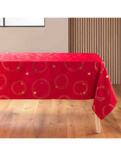 Nappe Noël Star rouge/or 150 x 240 cm - Antitache et infroissable