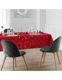 Nappe de Noël Star rouge/or 150 x 300 cm - Antitache et infroissable 2