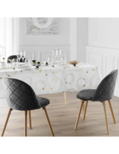 Nappe de Noël Star blanc/or 150 x 300 cm - Antitache et infroissable 2