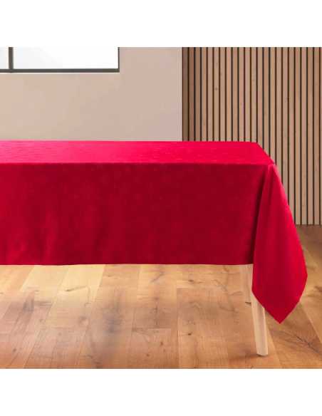 Nappe de Noël rouge flocons 140 x 240 cm - Microfibre