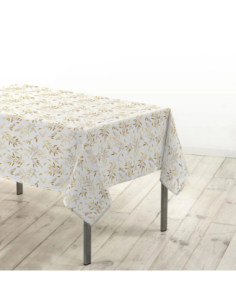 Nappe Naelle blanc et or Noël 140 x 240 cm - Microfibre