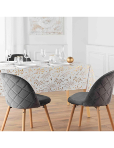 Nappe Naelle blanc et or Noël 140 x 240 cm - Microfibre 2
