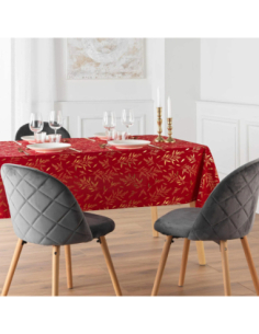 Nappe Naelle rouge et or 140 x 240 cm - Microfibre 2
