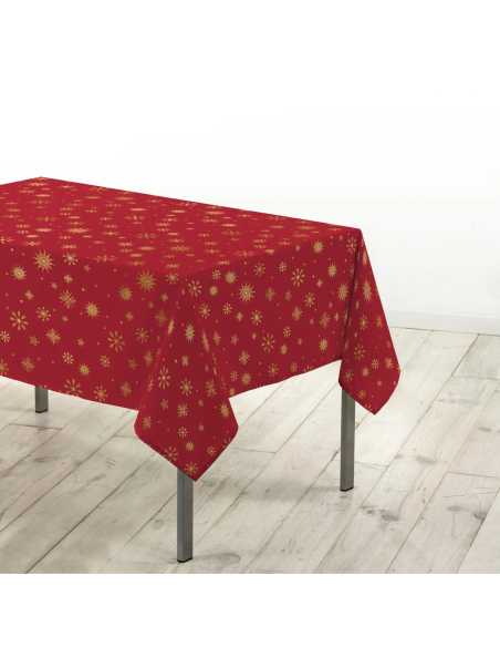 Nappe Astrelia rouge et or Noël 140 x 240 cm - Microfibre