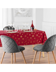 Nappe Astrelia rouge et or Noël 140 x 240 cm - Microfibre 2