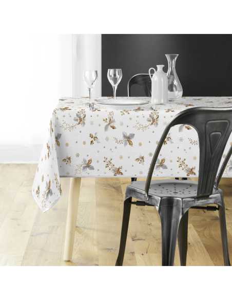 Nappe Noël Guido blanche 150 x 240 cm - Antitache et infroissable
