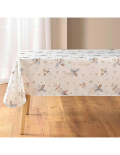 Nappe de Noël Guido blanche 150 x 300 cm - Antitache et infroissable