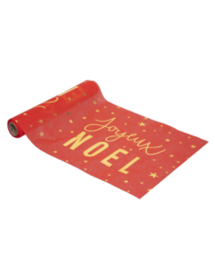 Chemin Table Rouge Joyeux Noël Or 28 x 300 cm | Festif Chaleureux