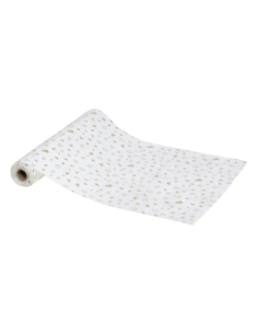 Chemin Table Velours Blanc Sapins Dorés 28 x 300 cm | Noël Chic