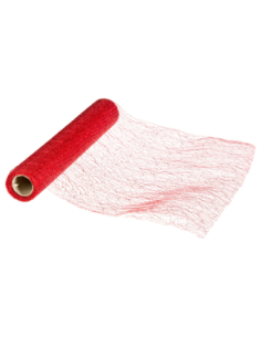 Chemin Table Mesh Métal Rouge 28 x 500 cm | Brillant Glamour Noël