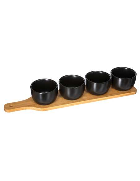Set Apéritif Bambou Black 5 Pièces | Design Moderne Noël