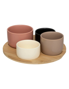Set Apéritif Bliss 5 Pièces Plateau Rond | Bambou Noël