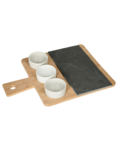 Set Apéritif Ardoise Bambou 4 Pièces | Style Authentique Noël