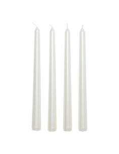 Lot 4 Bougies Bâton Blanc Satin 192g | Décoration Table Noël