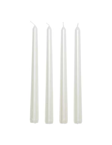 Lot 4 Bougies Bâton Blanc Satin 192g | Décoration Table Noël