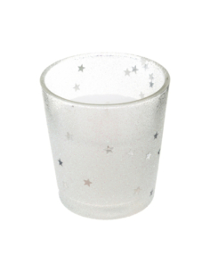 Bougie Verre Blanc Pailleté H8 cm 90g | Décoration Table Noël Chic