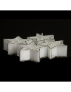 Lot 4 Bougies Étoile Blanc Pailleté | Décoration Table Noël Magique